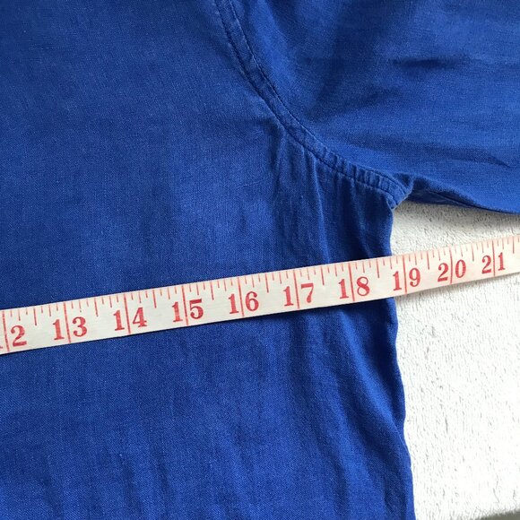 Jones NY Linen Shirt Royal Blue Button Front Womens S - Picture 8 of 9